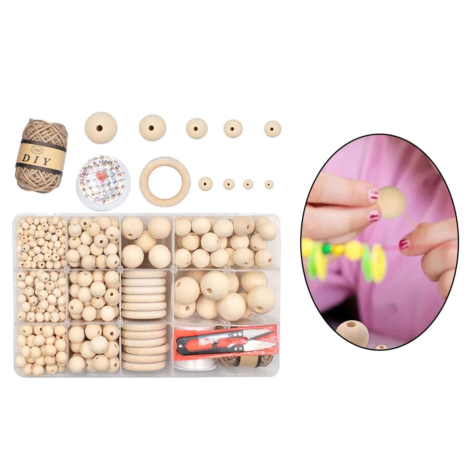 

732 шт., круглые деревянные бусины с 1 рулоном