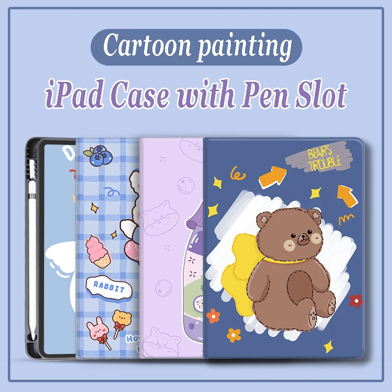 

Cartoon Painted Cover for Ipad Case 7 8th 9.7 Protective 10.2 Pro11 with Pen Slot Air12 3 4 Cartoon Mini 4 5 Silicone 10.2 Shell