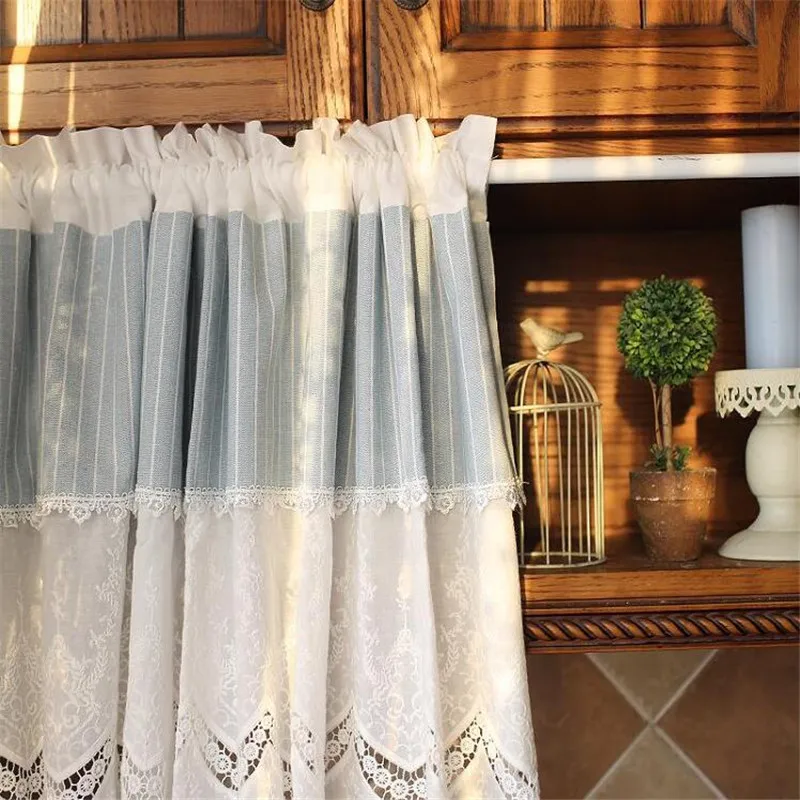 Free Shipping Pastoral Half Quality Lace Coffee Tea Curtain Kitchen Short Small Cupboard Shades Wardrobe Home Window Blinds | Дом и сад