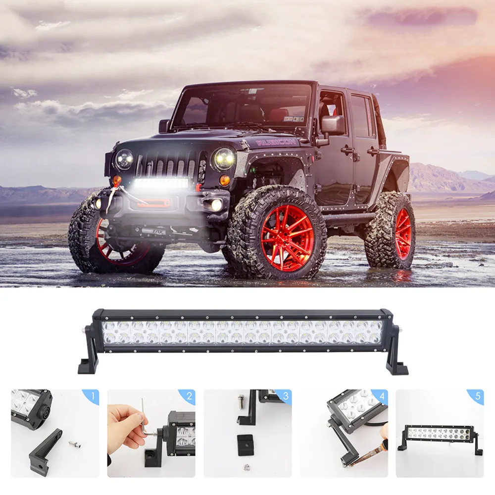 

21Inches 200W LED Work Light Bar Offroad Driving Lamp 4WD ATV Spot Floodlight for SUV Truck Car