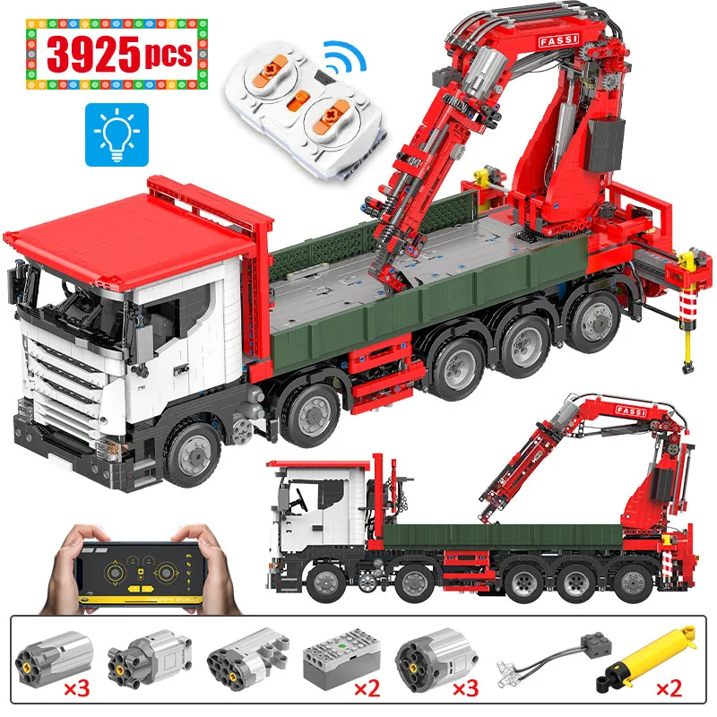 

3925pcs Technical City APP RC Electric Engineering Car Crane Building Blocks Remote Control Vehicle Bricks Toys For Children