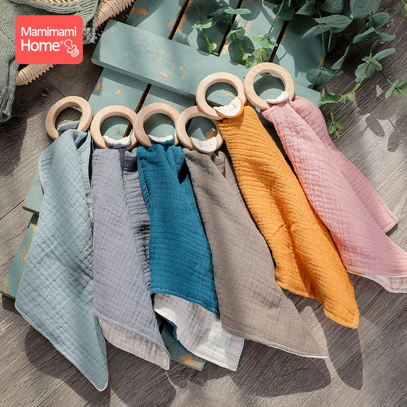 Детские нагрудники-бандана деревянный прорезыватель из бука хлопковый