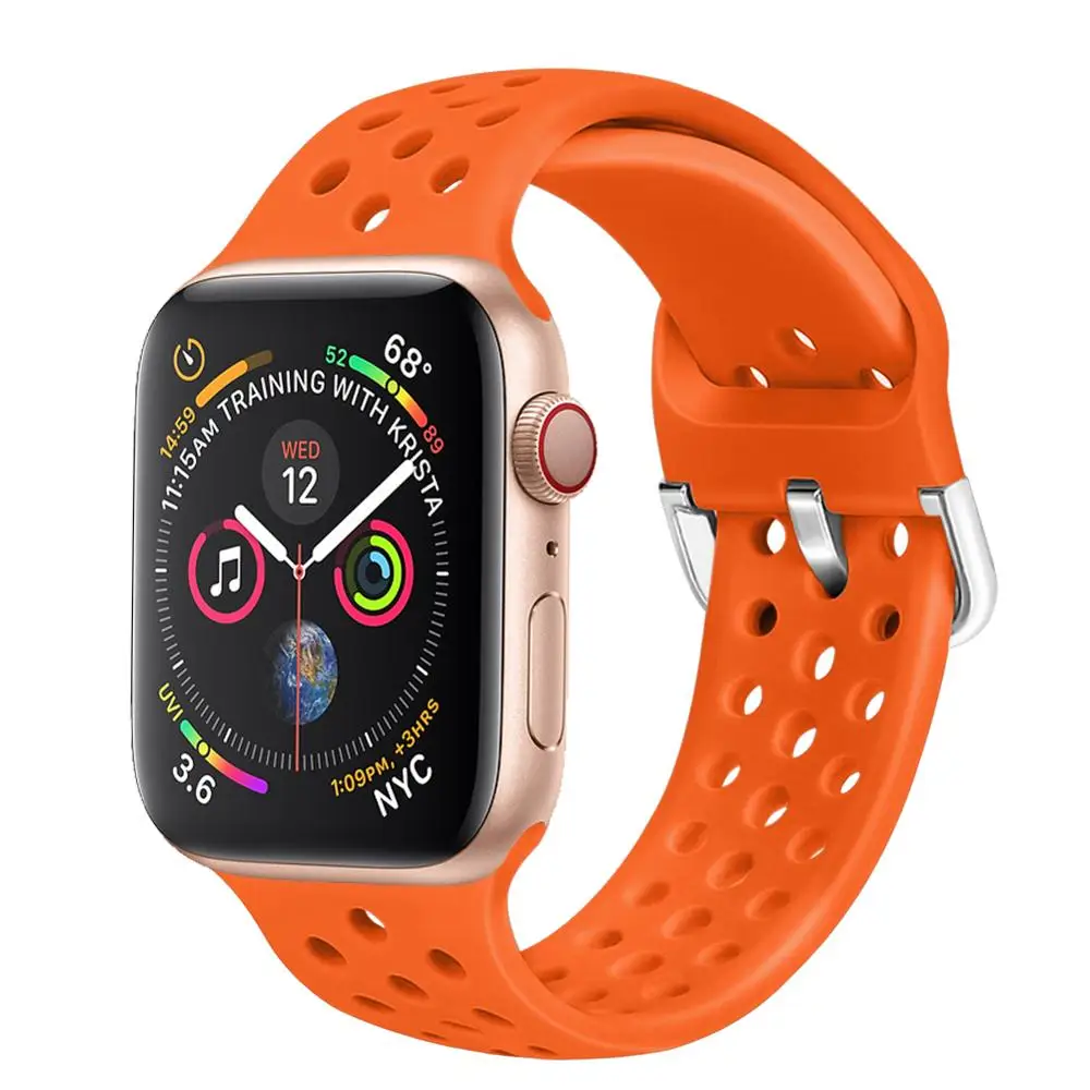 Ремешок силиконовый для Apple Watch band 5 4 3 44 мм 40 спортивный браслет iWatch 42 38 аксессуары