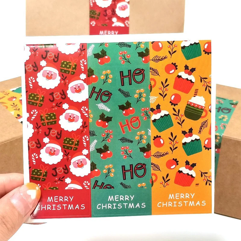 

New 30-90 Pcs Merry Christmas Stickers 3 Style Animals Snowman Trees Decorative Stickers Wrapping Gift Box Label Christmas Tags