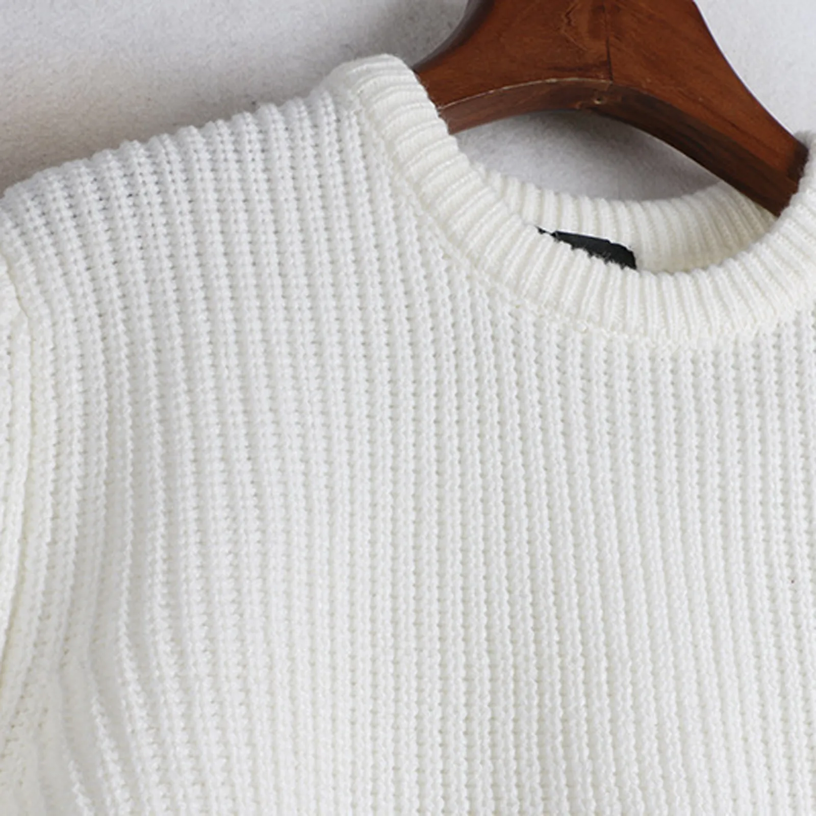 Мужской осенне-зимний однотонный пуловер Повседневная вязаная Мужская одежда