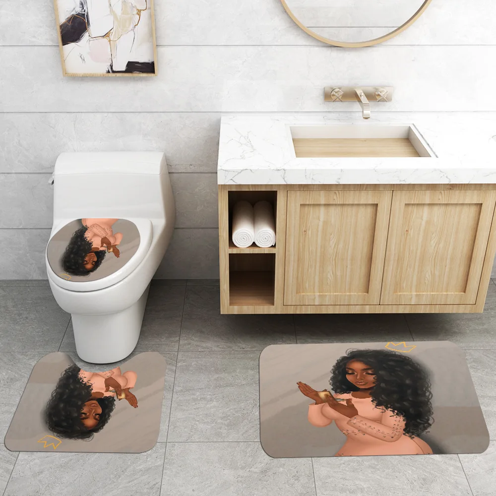 Африканский женский коврик для ванной и душевой занавески из микрофибры