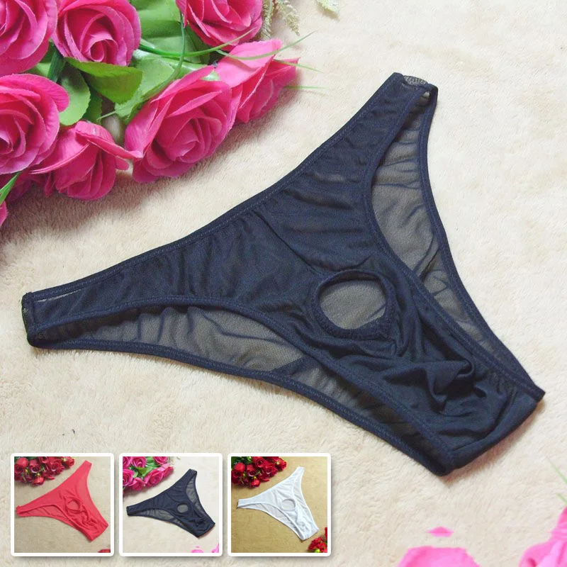 

Men Sexy Briefs Breathable Bikini Briefs Jockstrap Underpants With Hole Mesh Brief Male Underwear Solid Color Comfortable Soft