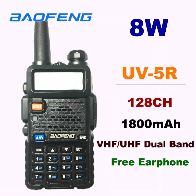 Baofeng UV 5R 8 Вт иди и болтай Walkie Talkie VHF/UHF Dual Band Портативный сертификатом от
