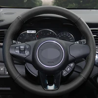 customize diy genuine leather car steering wheel cover for kia carens 2012 2013 2014 2015 2016 2017 2018 2019 car interior