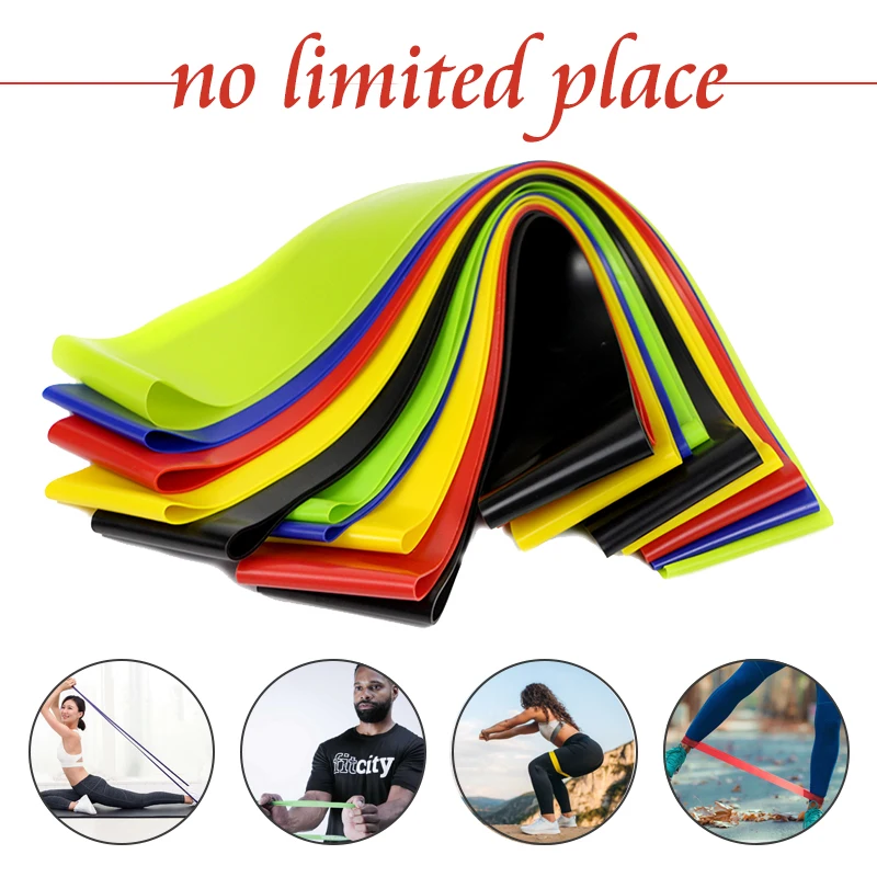 

5 Colors Yoga Resistance Rubber Bands Indoor Outdoor Fitness Equipment 0.35mm-1.1mm Pilates Sport Training Workout Elastic Bands