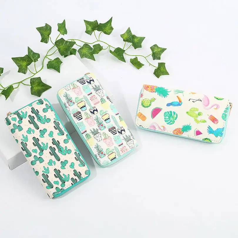 KANDRA Botanic Print кошелек для женщин веганский тропический летний клатч Фламинго ладонь кошельки органайзер для путешествий Подарок на молнии Держатель для карт