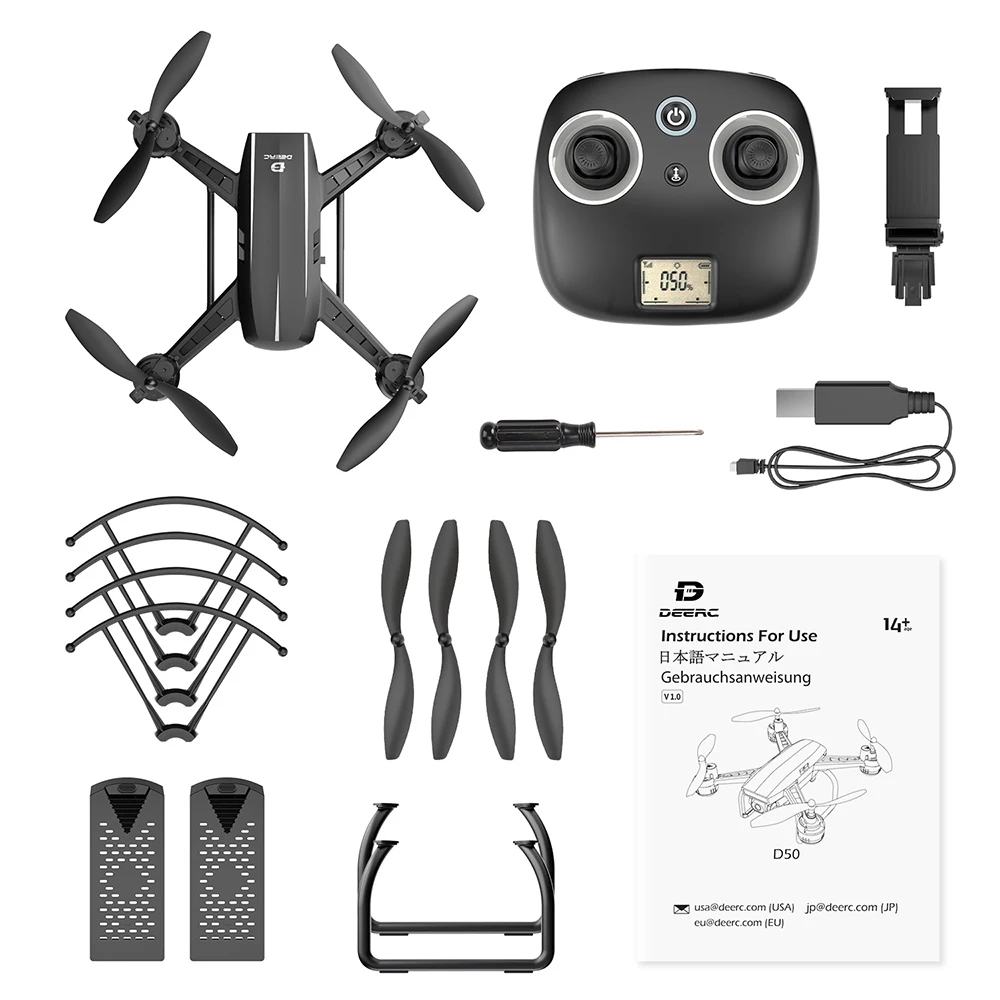 

D50 Drone for Adults with 2K UHD Camera FPV 120 FOV Tap Fly Altitude Hold Gesture Control Gravity Sensor RC Quadcopter