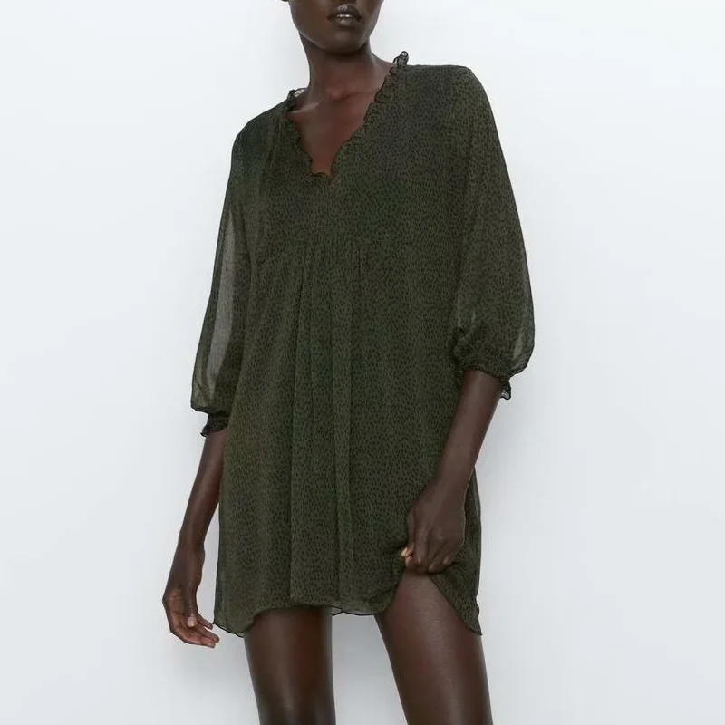 Женское винтажное платье осень 2019 новая мода узор в горошек черная подкладка