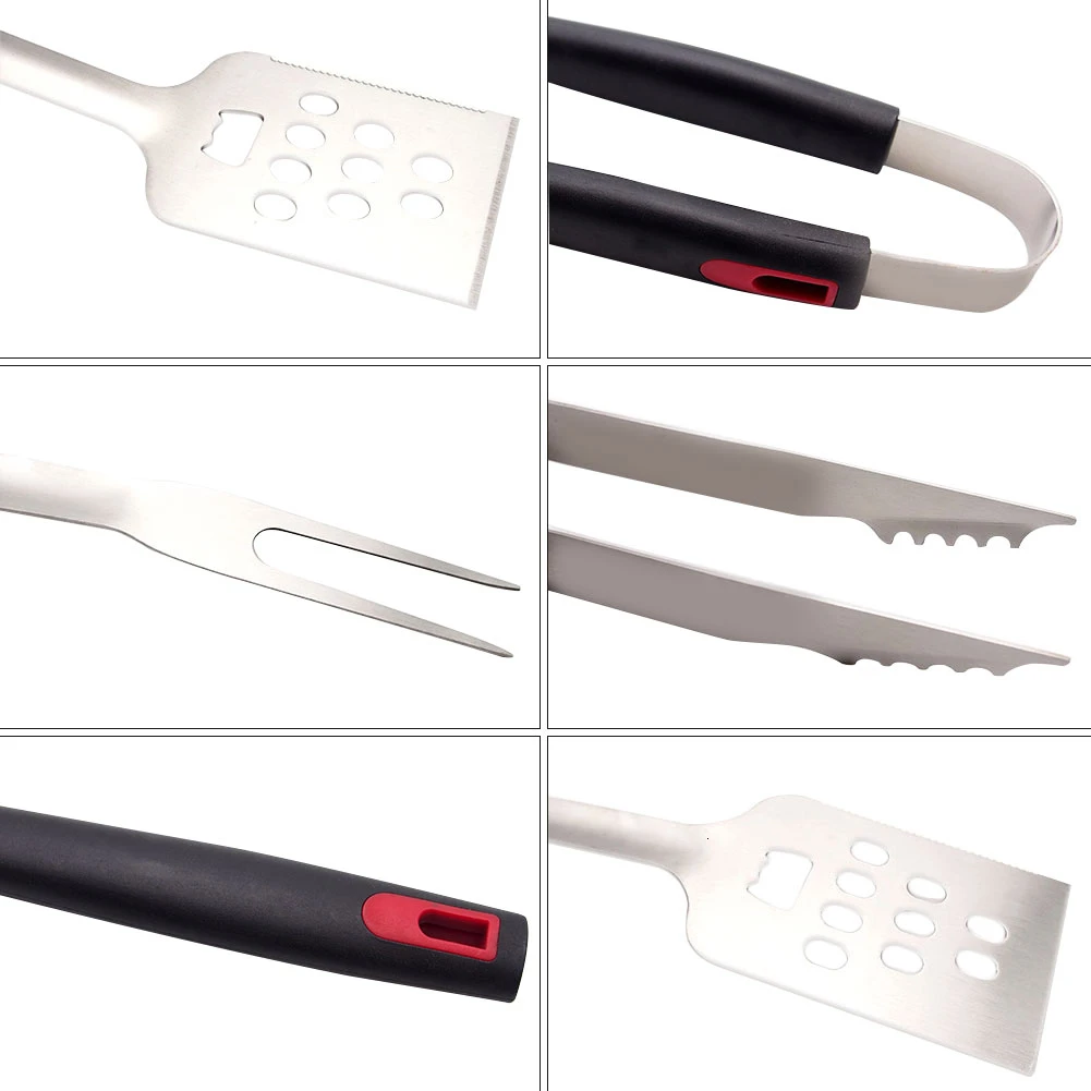 4pcs Stainless Steel Barbecue Grill Tool Set Tong Brush Fork Spatula Shovel For Kitchen Picnic Outdoor BBQ Tools Drop Shipping |