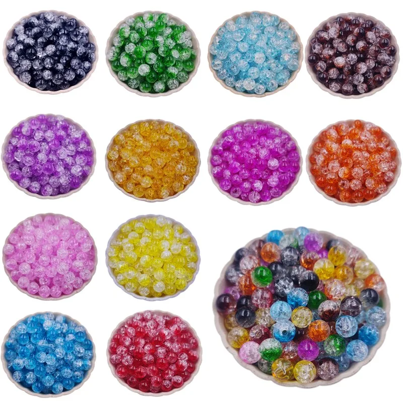 

5-40Pcs 8-16mm Splicing Color Crack Loose Beads Handing Craft For Jewelry Making DIY Bracelet Pendant