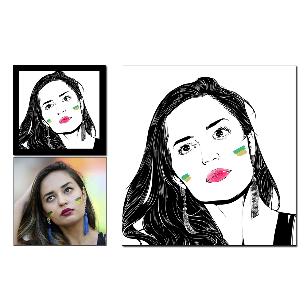 

P01 Hand-painted Portrait Customized Black White Comic Pop Style Character Avatar Design Personal Custom Photo To Hand Painting