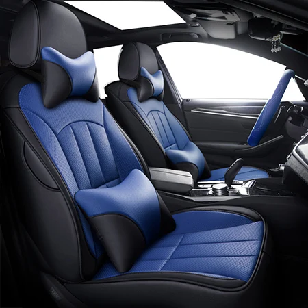 Blue luxury Передняя+ задняя) Специальный кожаный чехол для сидения автомобиля Tesla все модели S Tesla X автомобильные аксессуары Стайлинг автомобиля - Название цвета: Blue luxury