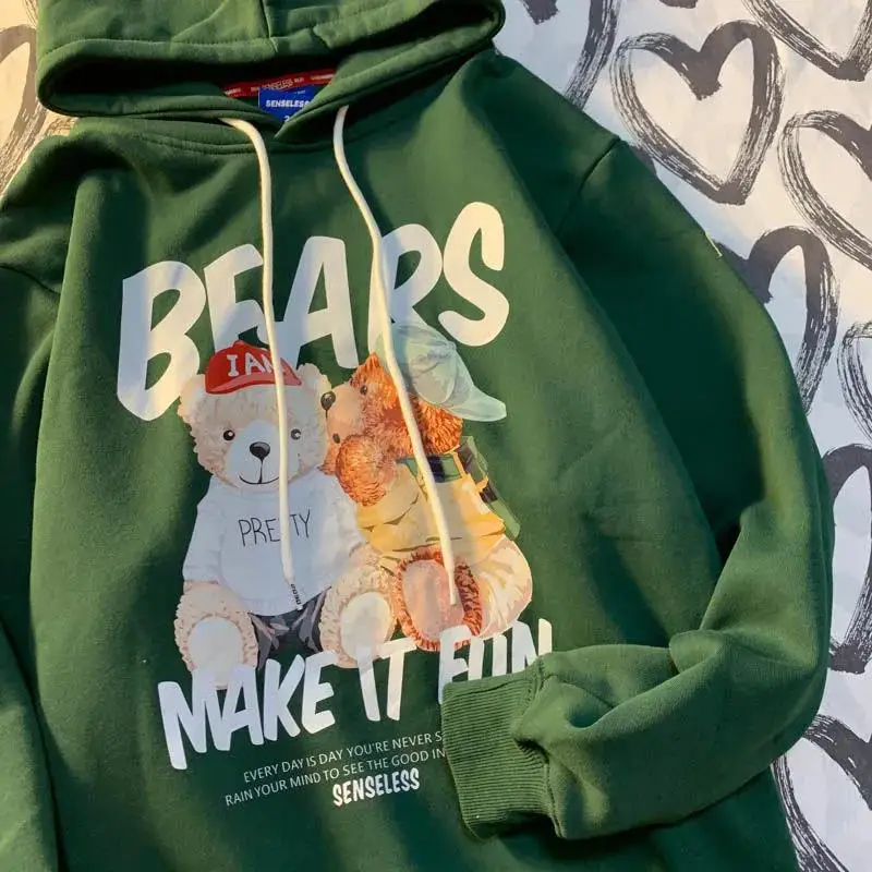 

Streetwear Japan Fashion Bear Hoodies Oversized Sweatshirt Women Winter Long Sleeve Tops Harajuku Casual Kawaii Clothes Teens