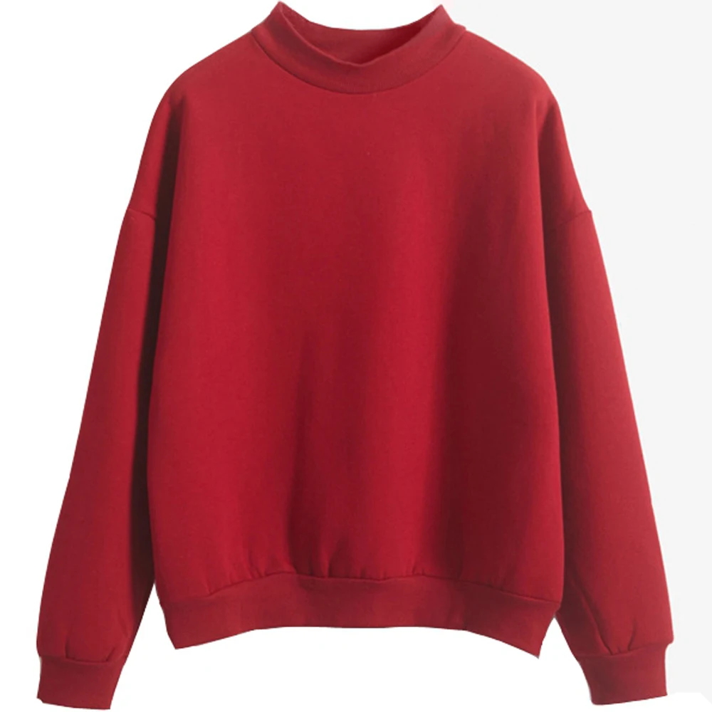 

Women Kintted Autumn Simple Casual Sweatshirt Round Pullover Female Hoodies Long Sleeve Loose Solid Colour Outwear Tops
