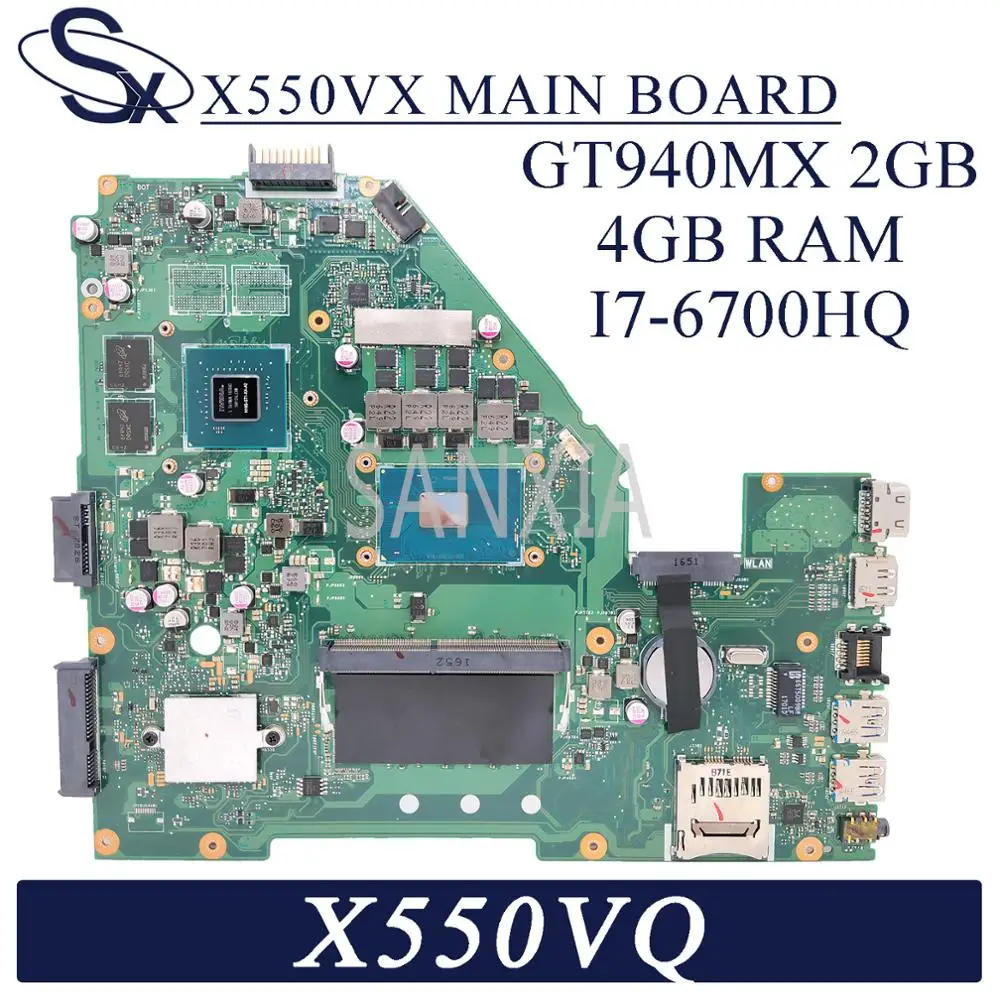 

Материнская плата KEFU X550VX для ноутбука ASUS X550VQ X550V FH5900V, оригинальная материнская плата 4GB-RAM, I7-6700HQ
