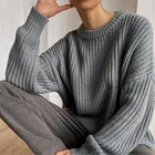 Свитер женский вязаный, оверсайз, однотонный, в винтажном стиле