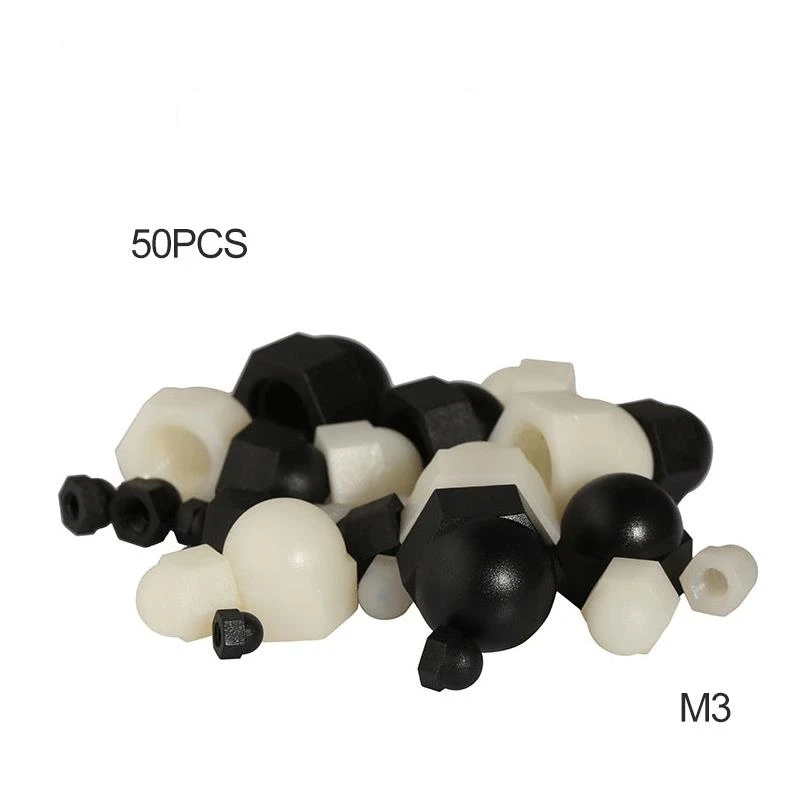 

Freeshipping 50pcs DIN1587 Acorn Nuts M3 nylon Cap Nut Acorn Dome Head Hex Nuts Corrosion resistant weight light