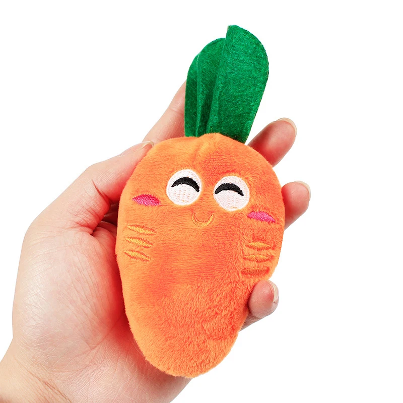 

Sounding Puppy Dog Chew Toy Vegetable Cartoon Squeak Toy For Cat Pets Plush Orange Carrot Pet Supplies