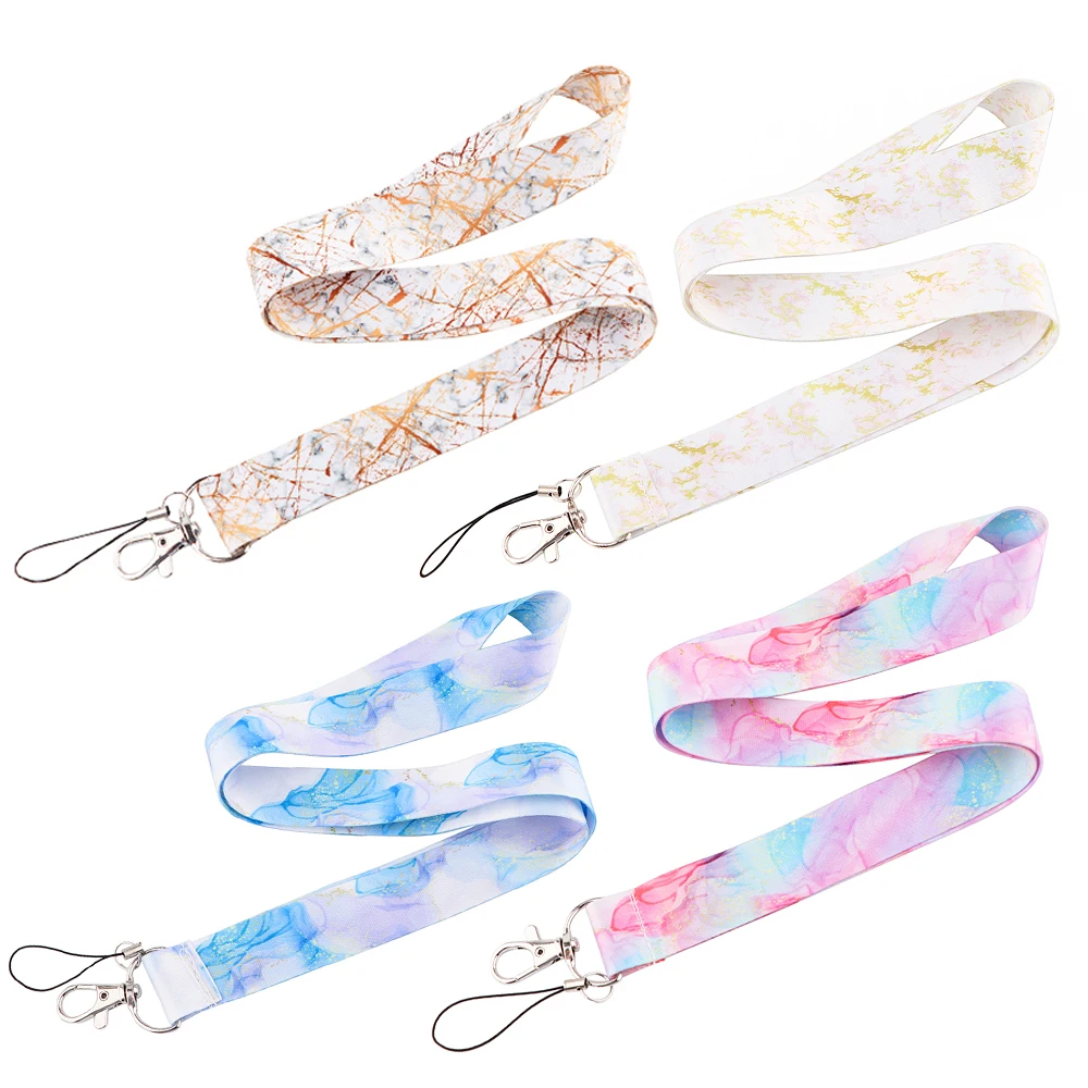 

JF515 Marble Printing Neck Strap Keychain Lanyard For Keys Women ID Badge Holder Keycord DIY Hanging Rope Cell Phone Accessories