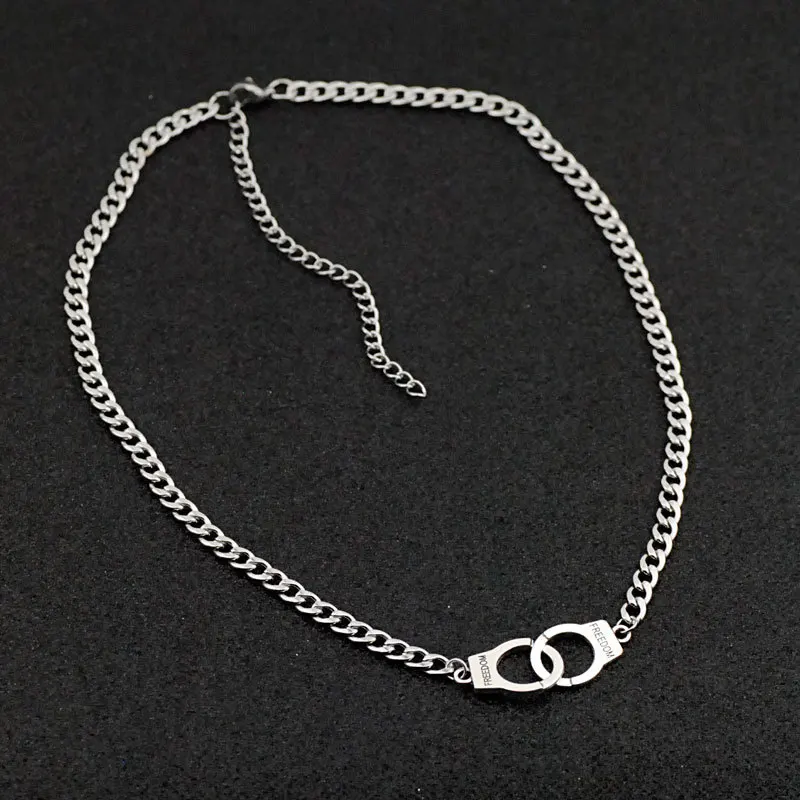 Винтажные креативные маленькие наручники в стиле панк с надписью Freedom ожерелья