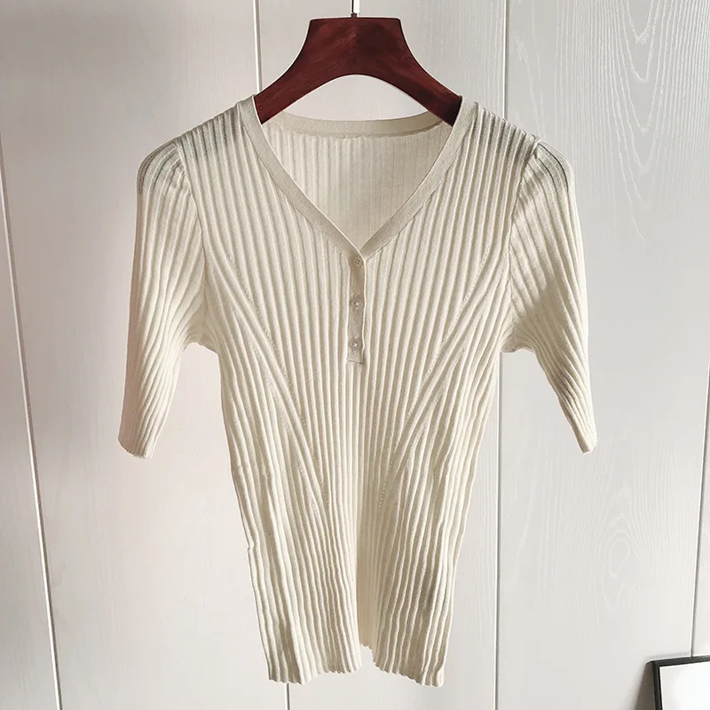 Высокая эластичная облегающая Шелковая/хлопковая трикотажная футболка с