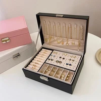 personalise high capacity leather jewelry box travel jewelrys organizer custom multifunction necklace storage boxs women gifts