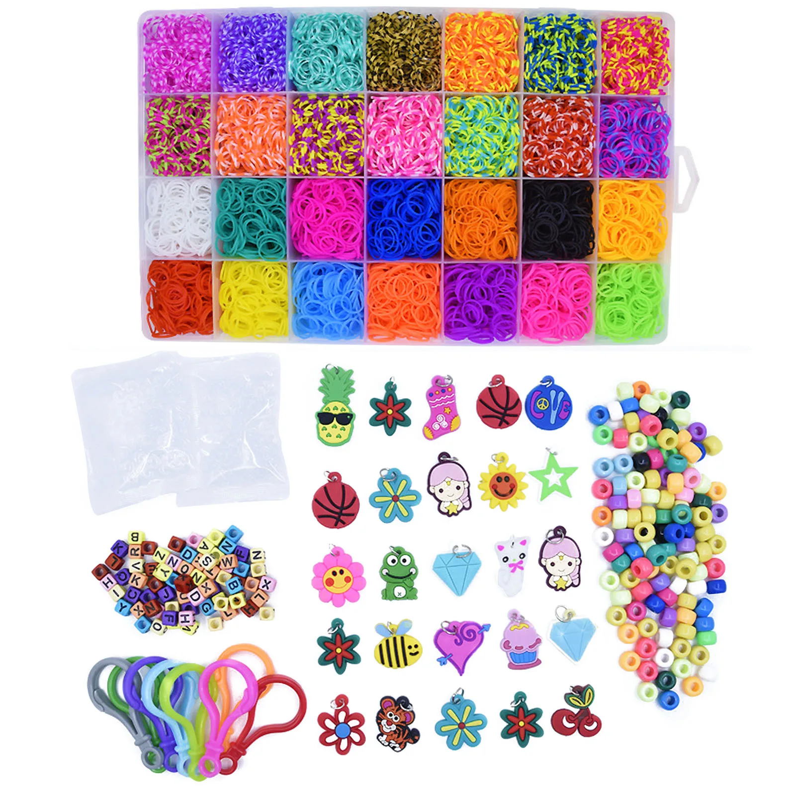 

Box Packed 32 Colors Rubber Bands Weaving Set DIY Toys Loom Craft Kid Bracelet Braid Silicone Elastic Weave Bands Gift For Girl