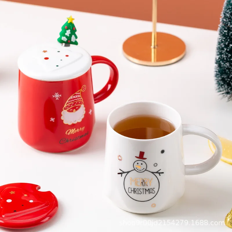 Креативная Рождественская кофейная кружка керамическая милый мультяшный