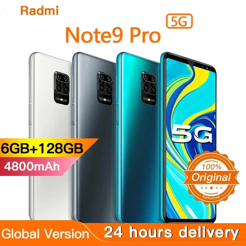 

Xioa Radmi Note9 Pro 6.1Inch Android 10 Smartphone 4800mAh Global Version 6+128G Support Google GPS 5G Face Unlock Network phone