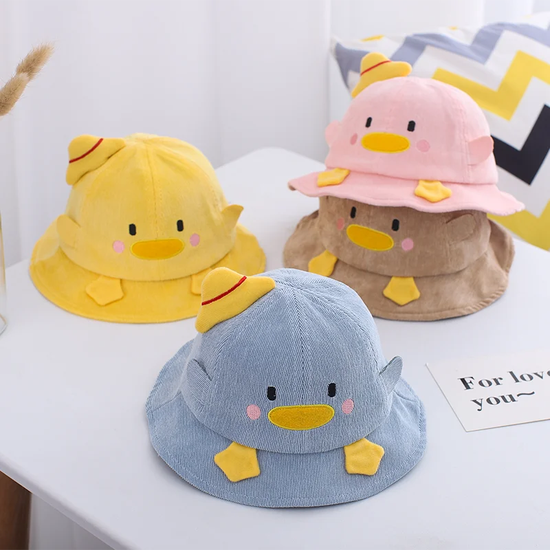 Children's Spring Autumn Hat Cartoon Yellow Duck Outing Leisure Sunscreen Boys Girls Super Cute Fisherman Hat