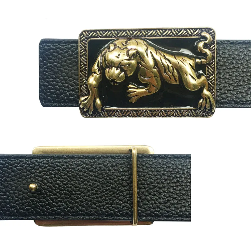 

Leopard Icon Belt Buckle for Men Western Cowboy Dress Metal Accessories for Man Solid brass hebillas para cinturon hombre