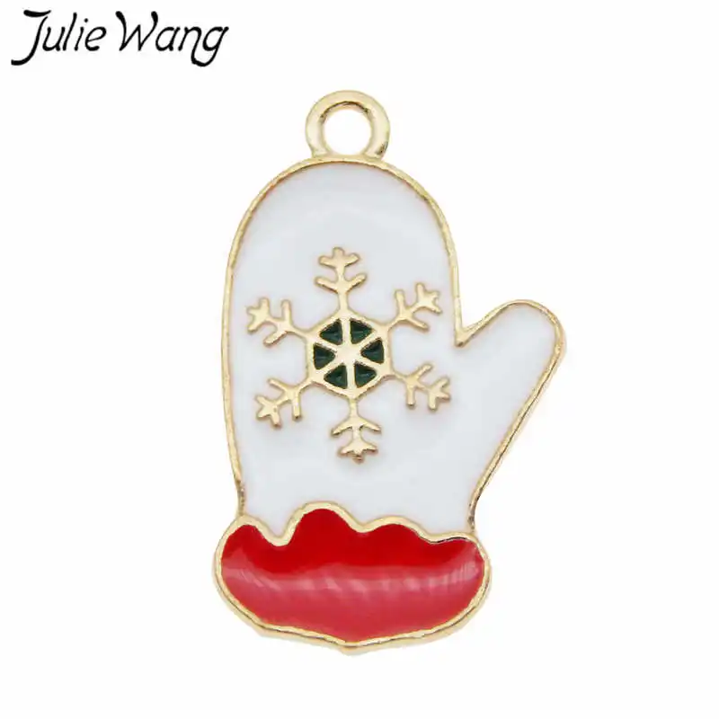 10 шт. эмалированные Рождественские перчатки Julie Wang подвески снежинки кулон