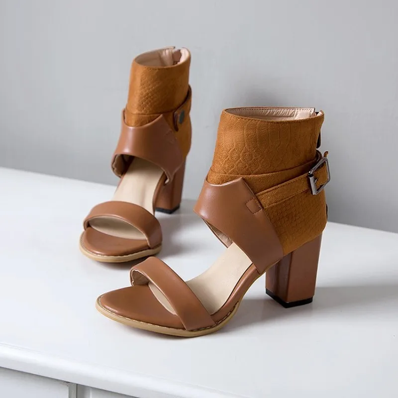 Босоножки на высоком каблуке Женские босоножки молнии Обувь резиновой подошве