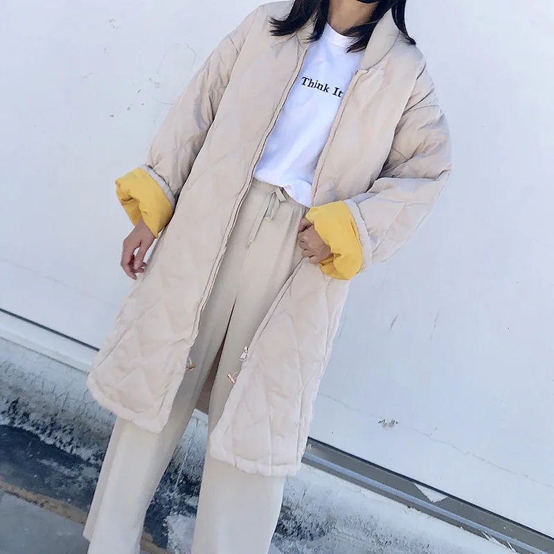 

2019 winter women down duck coatlong baseball jacket fashion hatless white black elegant newest all-match stand-up collar
