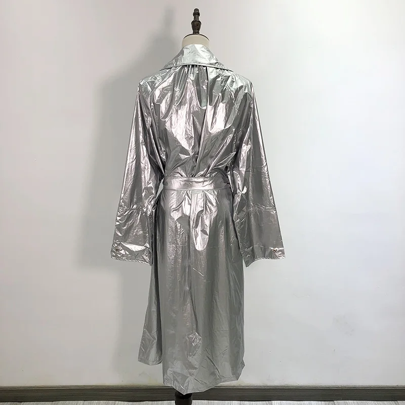 Новинка осени 2019 красивая ветровка с металлической текстурой женское большое