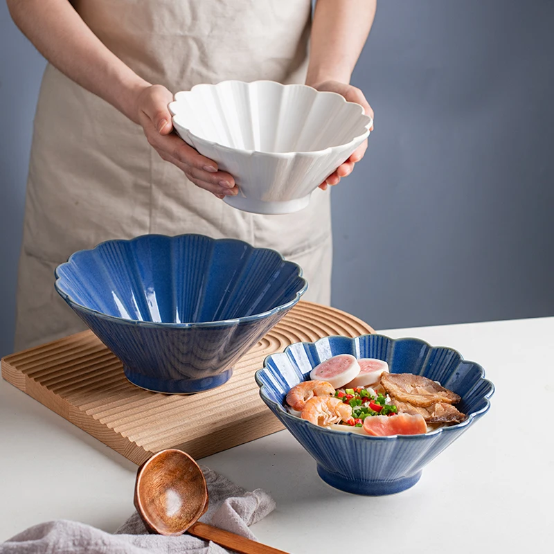 

Миска Douli для лапши, домашняя японская керамическая большая миска для лапши с защитой от ожогов и высокой ногой, креативная посуда, миска для...