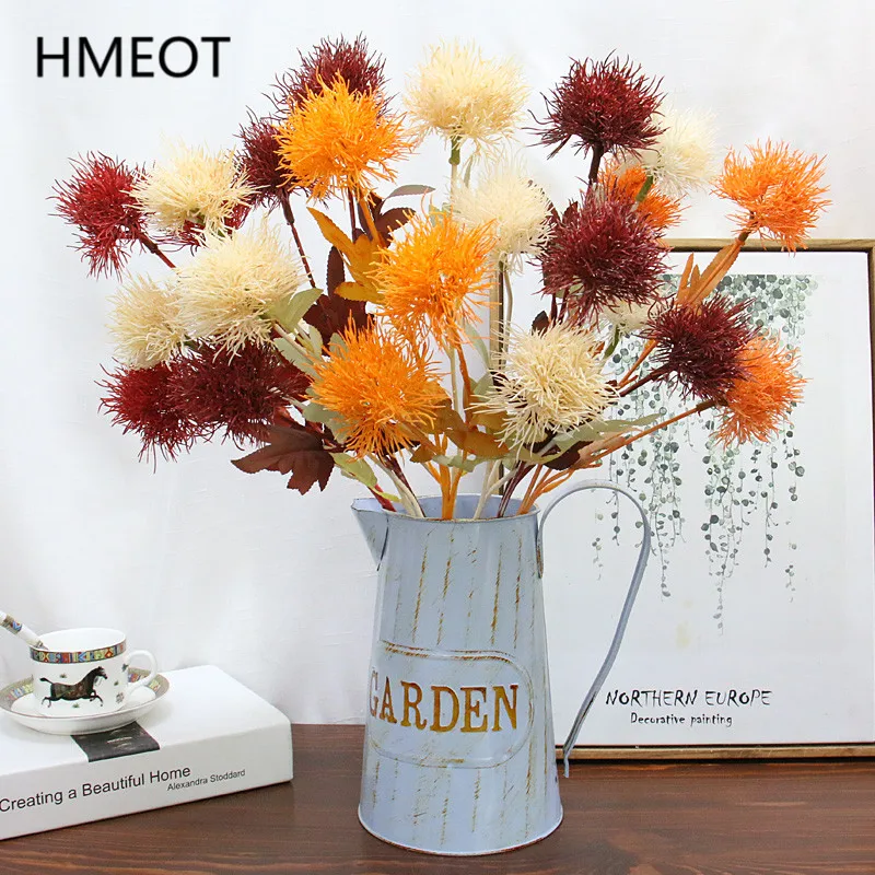 Недорогие помпоны с 3 головками одуванчика искусственные цветы зеленые растения