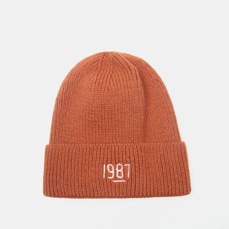 

1987 embroidery Thicken knitted hat winter warm hat Skullies cap beanie hats for men and women 134