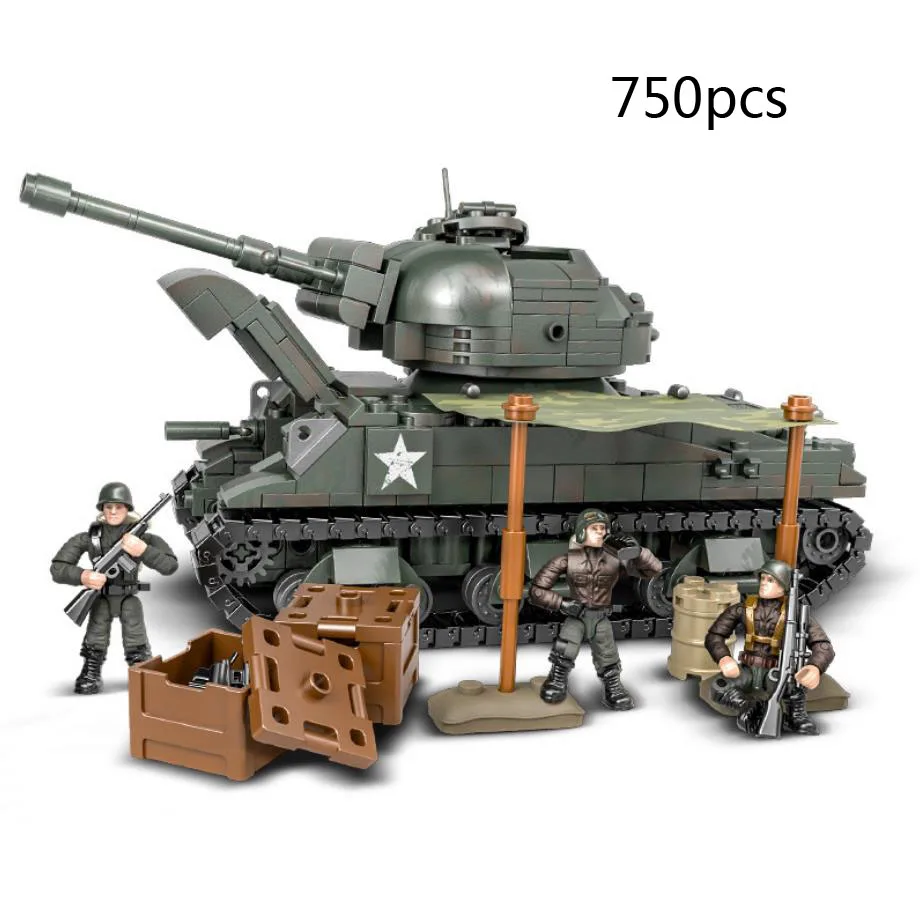 

World war United States M4 Medium Tank mega block ww2 1:36 scale army action figures building bricks toys collection for boys