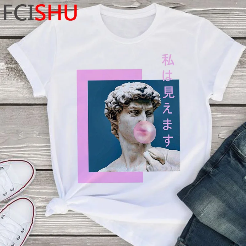

Футболка Vaporwave, Женская Винтажная Футболка с принтом в японском стиле, летний топ, белая футболка ulzzang