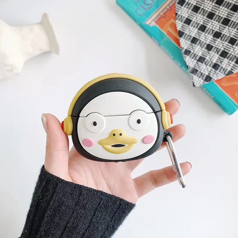 penguin for pro Для AirPods Pro Чехол 3D Музыкальный Пингвин мультфильм мягкий силиконовый беспроводной чехол для наушников s для Apple Airpod 3 чехол милый чехол Funda - Цвет: penguin for pro