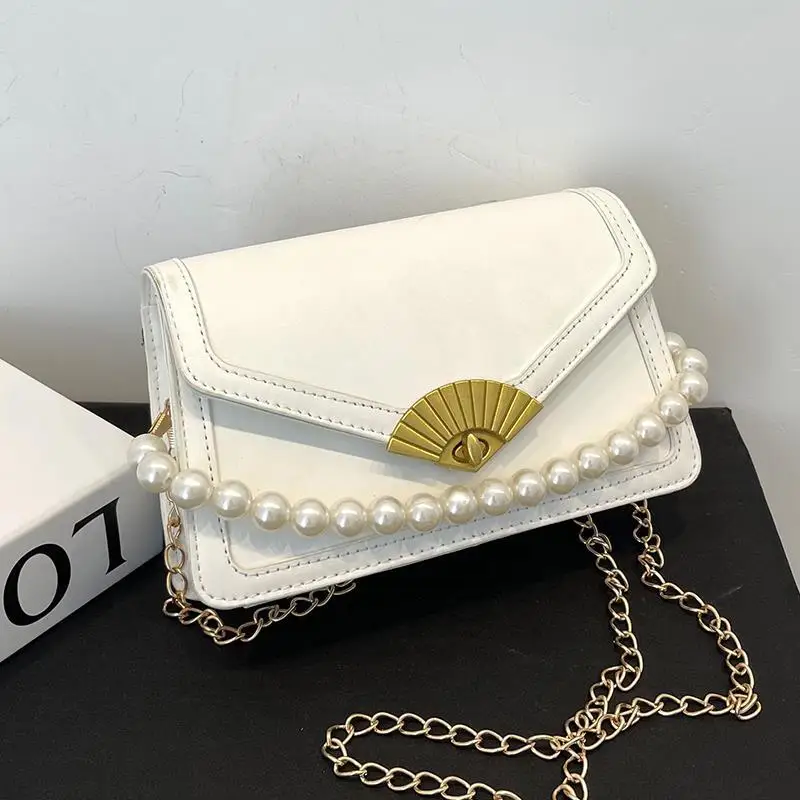 

Shoulder Bag Female Crossbody Bag Women Designer Handbag Beaded Backpack Women Bag Chain Fashion 2021 New PU Leather Solid Color