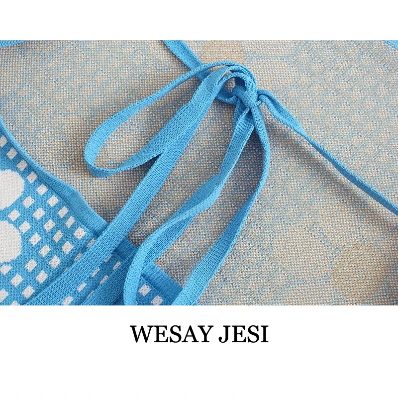 

WESAY JESI ZA Women 2021 Summer Dress New Little Daisy Jacquard Print Sling Dress Backless Sleeveless Fashion Elegant Chic Dress