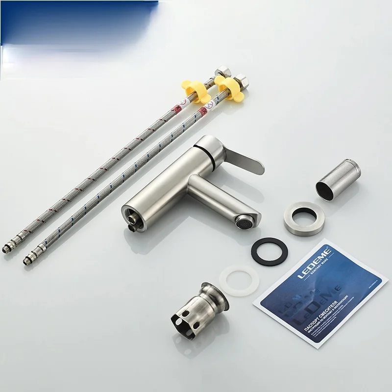 

2021 Basin Faucet Stainless Steel Faucet Bathroom Mixer Tap Single Hole Hot and Cold Water Classic Basin Faucets L71003