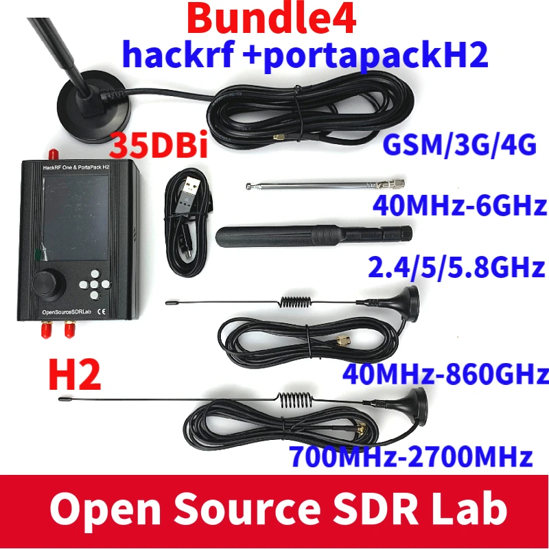 Портативный H2 для HACKRF ONE SDR + 0.5ppm TCXO аккумулятор 1500 мАч сенсорный ЖК дисплей 3 2